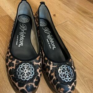 Brighton Animal leopard  Print Aleta Flats with Silver Accent New